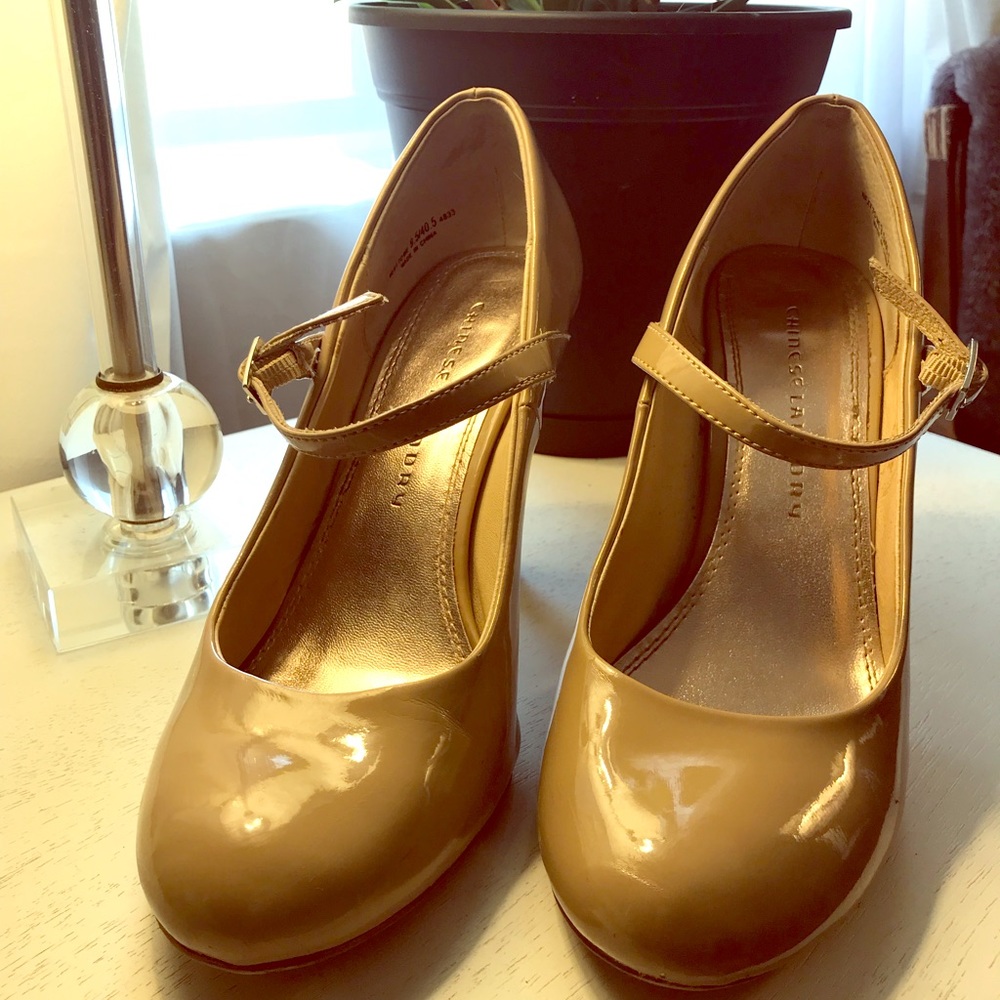 Nude patent Chinese Laundry Mary Jane Heels
